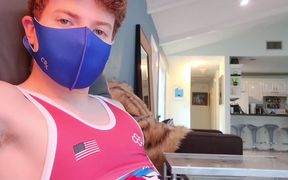 Hot Wrestler Boy Creams All Over His Singlet