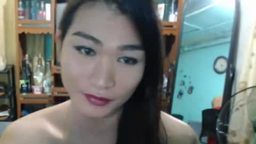 Asian Tranny with Hairy Cock