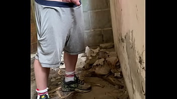 caught pissing handsfree in an abandoned building