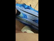 Fat chub jerks off in public restroom