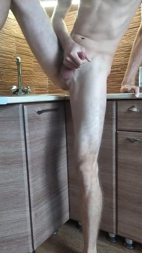 Handjob in the kitchen