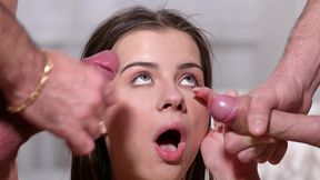 hot brunette baby doll offers up her pussy and ass during dp trio with her housemates gp3334