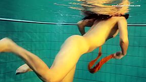 Sexy Orange Stockings Of Markova Underwater