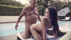 ”Petite russian teen's perfect blowjob & sexy fuck by heavy old man”