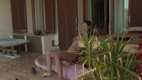 Beautiful girl fucks outdoor and curvy ebony rides on cock after workout sex clip