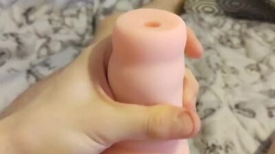 Fucking a pocket pussy with my white erected cock and having a juicy cumshot after it