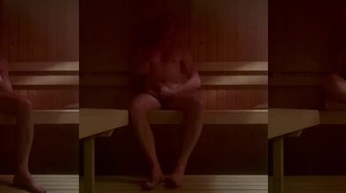 Jerking in Gym Sauna