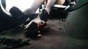 Candid Plushie Trample in BMW e46 Platform Heels