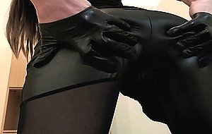 Big uncut tranny hayden pavlov in wet look leggings