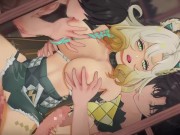 【原神】シロネンが複数人に乳揉まれ攻められる3Dエロアニメーション。(しろねんpart2。Genshin Xilonen gangbang.希诺宁群交)