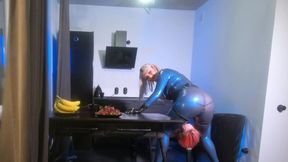 Curvy Mistress enjoys latex strapon play &mdash;  toy girl gets ass&#x1F351; worship and oral&#x1F61C; pleasure