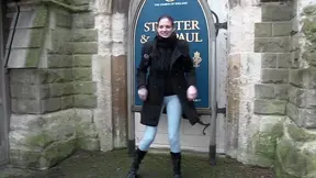 Outdoor Urination Thrill: Nasty Brunette Lyen Pissed Herself Publicly