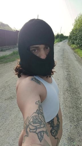 Hiking with lingerie on in Spain