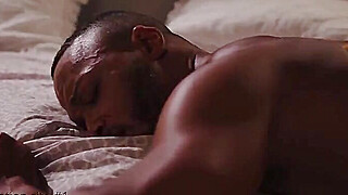 Gorgeous shemale and a black guy fuck each others ass so hard