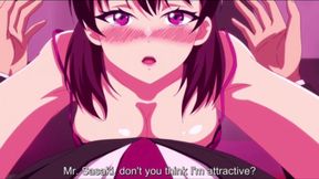 Busty hentai girl gets a cum facial from teacher after handjob