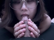 後輩の女子大生に網タイツで足コキ♡濃厚フェラで口内射精いっぱいごっくんしてくれました♡