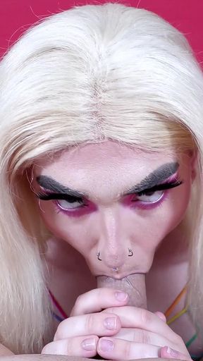 Colorful sissy loves to suck dick