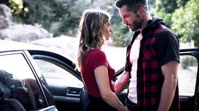 ”Stranded blonde MILF hitchhikes & fucks huge dick stud outdoors”