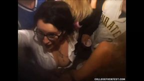 Brunette Nerd Partying and Having Hardcore Sex on top