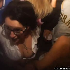 Brunette Nerd Partying and Having Hardcore Sex on top