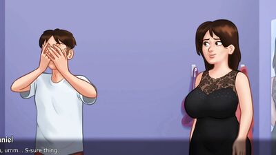 Stepmom with big boobs and ass gets naughty in shopping mall for stepson's pleasure