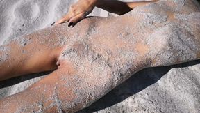 Some lucky stranger scores a sun-kissed skinny blonde on a nude coast and brings forth a refreshing hot pour