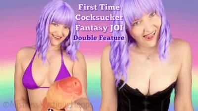 First Time Cocksucker Fantasy JOI Double Feature - Femdom Encouraged Bi