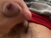 Jerking my hairy cock, hear me moan