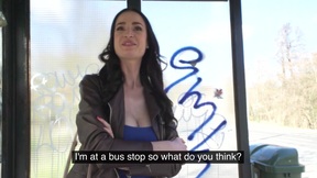 Busty nympho waiting for the bus and a hard cock - Silvia Sin