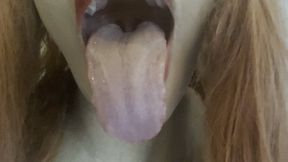 Tongue Stretched and mouth opened Wide