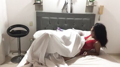 My skinny latina girlfriend rides my big cock and begs for my cum