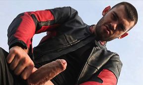 Peto Coast jerking off in leather