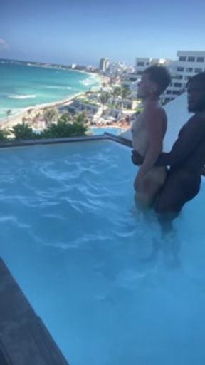 Risky Outdoor Pool Hardcore Raw Fuck. Hung BBC Fucks Twink In Public