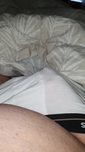 Horny Step Mom hand slip under step son underwear making him a handjob to his big dick   Clip 1
