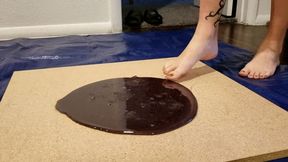 Karina Stuck Barefoot in Purple Glue Trap