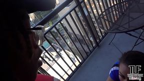 Sexy Carmela Clutch Gets A Mouthful On Balcony