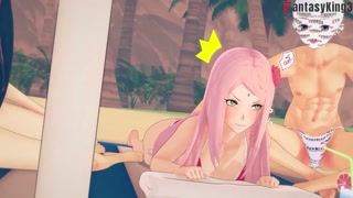 Hinata And Sakura Love Triangle ends with a threesome | Full movie on Patreon: Fantasyking3