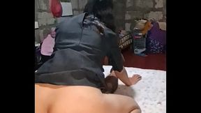 Secretary fucking her boss and asks him to finish outside