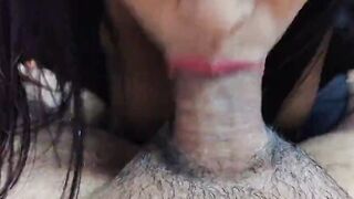 Blowing penis cum into mouth