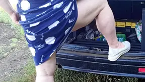 neighbor squirts several times in a row in a public place