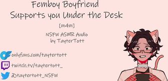 Femboy boyfriend worships you under the desk with sloppy blowjobs and cum-filled moans