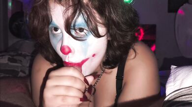 Sexy clown gives you head on Halloween night