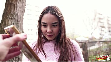 GERMAN SCOUT - Half Asia Latina Allison Sweet with saggy Tits Pick Up for Hard Casting Fuck