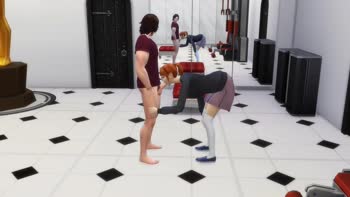 Hornycreator's Gym Games: Sizzling Redhead Blows Big Dick
