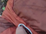 Long distance hiker. Long Uncut Cock. New Backpack.