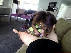 Amateur Black Slut Sloppy Sucks Cock POV