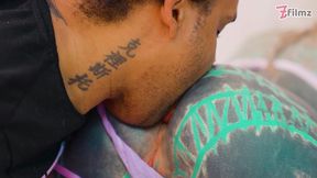 tattooed girl bbc anal fuck - deepthroat, atm facial cumshot