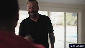 Eroused shemale foxxy fucks the plumbers butt