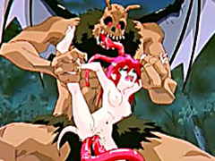 Redhead anime cutie giant monster bat fucked