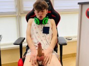 Gamer Jerking his 9 Inch Dick / Use 2 hands / Big Cum / Monster Cock/